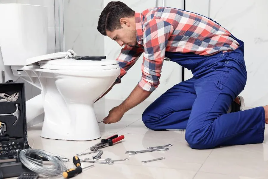 a male plumber fixing a sink pipe in Plano, TX - Burst Pipe Repair