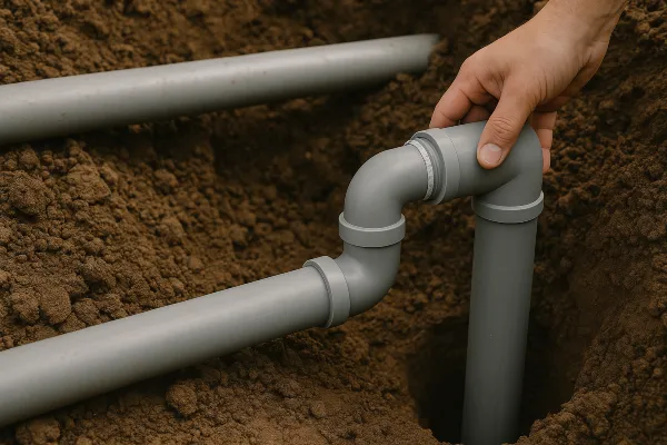 PVC pipes going underground in Plano, TX - Tankless water heater Installation