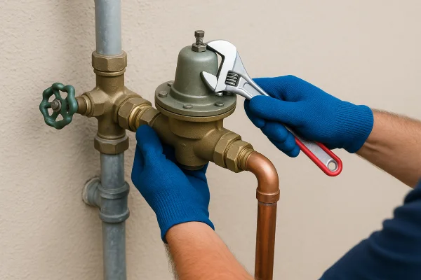 a leaking sink pipe with some tools on the floor in Plano, TX - Water Softener Installation
